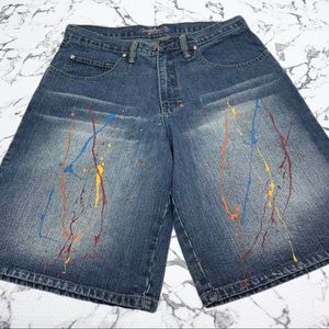 Men's Miskeen Dk Blue Hand Painted Denim Short